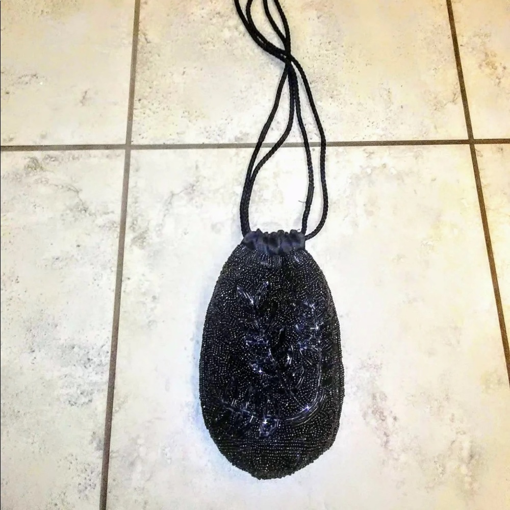 Vintage Beaded Drawstring Evening Bag